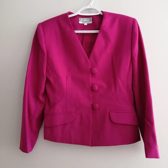 Vintage Braemar by Jeremy Scott Pure Virgin Wool Pink Single Breasted Blazer 4 - Picture 4 of 17